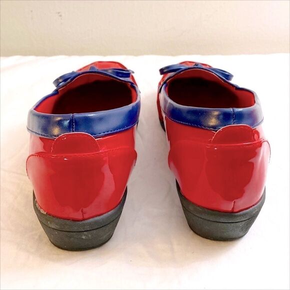 Beacon Red and Blue Puddle Jumper Wedge Heel Patent Duck Shoes - Picture 4 of 5